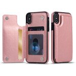 Wholesale iPhone Xr Flip Book Leather Style Credit Card Case (Rose Gold)